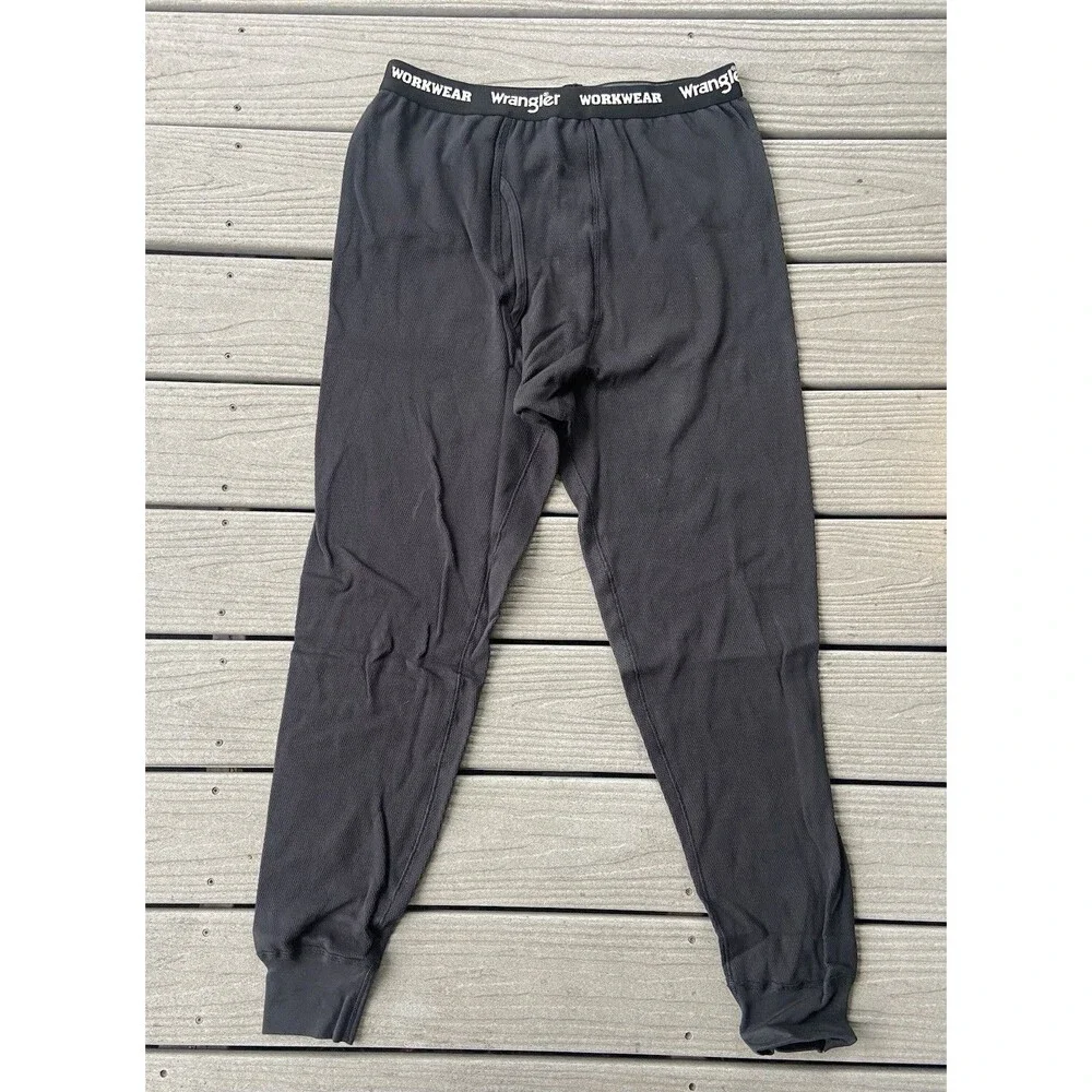 Wrangler Workwear Mens 100% Cotton Thermal Pants Black Large L 36-38 WKW55294